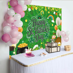 Lofaris Toile de fond joyeuse Saint-Patrick avec trèfles et leprechaun vert, décor festif irlandais pour célébration et studio photo