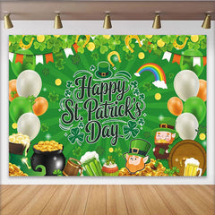 Lofaris Toile de fond joyeuse Saint-Patrick avec trèfles et leprechaun vert, décor festif irlandais pour célébration et studio photo