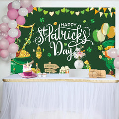 Lofaris Toile de fond joyeuse Saint-Patrick avec lutin et trèfles verts, décor festif irlandais pour studio photo et célébration