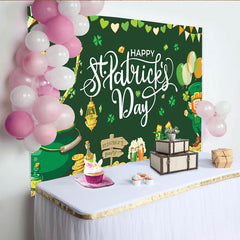 Lofaris Toile de fond joyeuse Saint-Patrick avec lutin et trèfles verts, décor festif irlandais pour studio photo et célébration