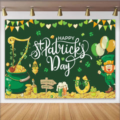 Lofaris Toile de fond joyeuse Saint-Patrick avec lutin et trèfles verts, décor festif irlandais pour studio photo et célébration