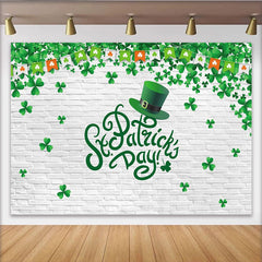 Lofaris Toile de fond pour la Saint-Patrick avec chapeau vert et trèfles, décor festif pour séance photo
