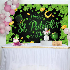 Lofaris Toile de fond pour la Saint-Patrick avec trèfles et chaudron d'or, décor festif pour fête irlandaise et séance photo