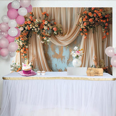 Lofaris Toile de fond de photographie florale avec roses et voilage, élégant décor pour studio photo et événements spéciaux