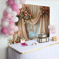 Lofaris Toile de fond de photographie florale avec roses et voilage, élégant décor pour studio photo et événements spéciaux
