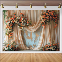 Lofaris Toile de fond de photographie florale avec roses et voilage, élégant décor pour studio photo et événements spéciaux