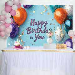Lofaris Toile de fond joyeux anniversaire avec ballons colorés et confettis, magnifique décor de fête pour studio photo