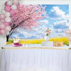 Lofaris Toile de fond paysage de printemps avec cerisiers roses, arrière-plan naturel pour studio photo et portrait