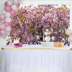 Lofaris Toile de fond de photographie florale avec cerisiers roses et tulipes, magnifique arrière-plan printanier pour studio photo