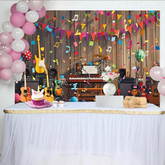 Lofaris Toile de fond de photographie pour fête musicale avec instruments et confettis colorés, décor de studio pour célébration et événement