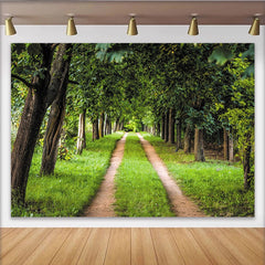 Lofaris Toile de fond de photographie allée d'arbres verdoyante et chemin naturel, véritable arrière-plan pour studio photo et portrait