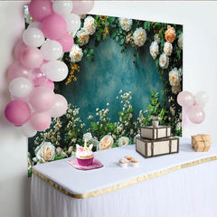 Lofaris Toile de fond de photographie florale artistique avec roses blanches et pêche, élégant arrière-plan pour studio photo et portrait