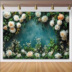 Lofaris Toile de fond de photographie florale artistique avec roses blanches et pêche, élégant arrière-plan pour studio photo et portrait