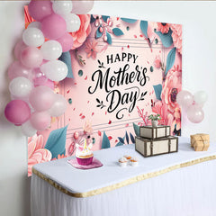 Lofaris Toile de fond pour la Fête des Mères, fleurs roses et papillons élégants, magnifique décor floral pour célébration et séance photo