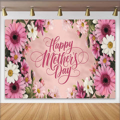 Lofaris Toile de fond florale rose et blanche joyeuse Fête des Mères, élégant décor de célébration pour studio photo