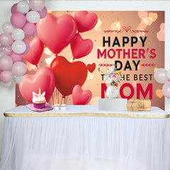 Lofaris Toile de fond pour la Fête des Mères avec ballons cœurs roses et rouges, décor photo élégant avec lumières bokeh et confettis