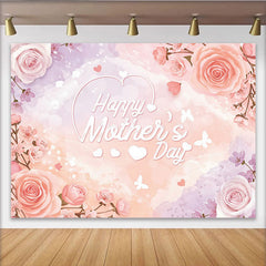 Lofaris Toile de fond florale rose et violette pour la Fête des Mères, élégant arrière-plan aquarelle pour studio photo