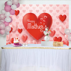 Lofaris Toile de fond Fête des Mères cœurs roses et rouges avec ballons, magnifique décor de célébration pour studio photo