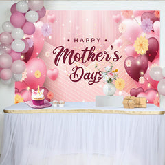 Lofaris Toile de fond rose et cœurs pour la fête des mères avec fleurs, élégant décor de célébration pour studio photo