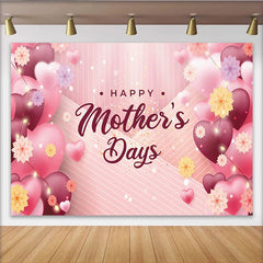 Lofaris Toile de fond rose et cœurs pour la fête des mères avec fleurs, élégant décor de célébration pour studio photo
