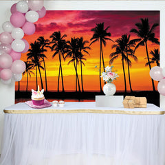 Lofaris Magnifique toile de fond de photographie coucher de soleil tropical avec palmiers, paysage vibrant pour studio photo et décor