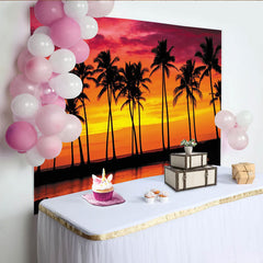 Lofaris Magnifique toile de fond de photographie coucher de soleil tropical avec palmiers, paysage vibrant pour studio photo et décor