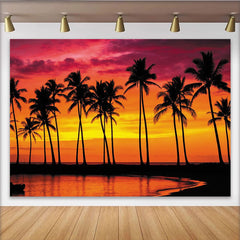 Lofaris Magnifique toile de fond de photographie coucher de soleil tropical avec palmiers, paysage vibrant pour studio photo et décor