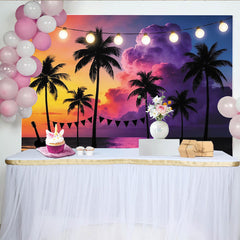 Lofaris Toile de fond de photographie plage tropicale coucher de soleil vibrant, magnifique arrière-plan pour fête estivale et studio photo