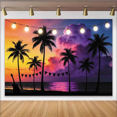 Lofaris Toile de fond de photographie plage tropicale coucher de soleil vibrant, magnifique arrière-plan pour fête estivale et studio photo