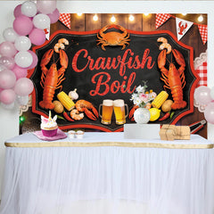 Lofaris Toile de fond rustique pour fête d'écrevisses avec homards maïs et bière, arrière-plan de cuisine campagnarde pour événement