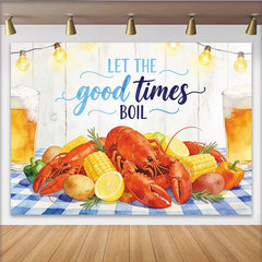 Lofaris Toile de fond pour fête fruits de mer avec homards maïs et lumières, décor estival pour studio photo et célébration