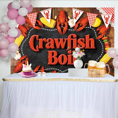 Lofaris Toile de fond pour fête des écrevisses avec maïs et citrons, décor rustique en bois pour célébration et photographie