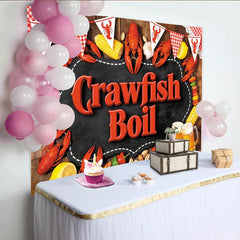 Lofaris Toile de fond pour fête des écrevisses avec maïs et citrons, décor rustique en bois pour célébration et photographie