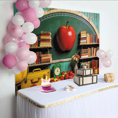 Lofaris Toile de fond pour la rentrée scolaire avec pomme rouge, magnifique arrière-plan de classe vintage pour studio photo
