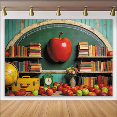 Lofaris Toile de fond pour la rentrée scolaire avec pomme rouge, magnifique arrière-plan de classe vintage pour studio photo