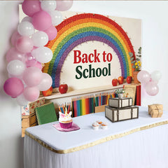 Lofaris Arc-en-ciel coloré et fournitures scolaires pour la rentrée scolaire, décor éducatif pour studio photo ou salle de classe