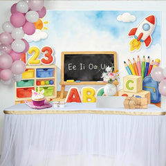 Lofaris Toile de fond de photographie éducative avec lettres et chiffres pour enfants, arrière-plan coloré pour studio photo