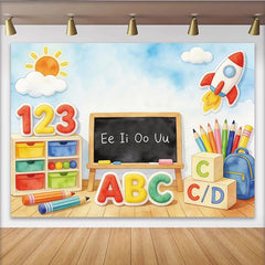 Lofaris Toile de fond de photographie éducative avec lettres et chiffres pour enfants, arrière-plan coloré pour studio photo