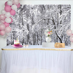 Lofaris Toile de fond de photographie hivernale forêt enneigée, magnifique décor blanc pour studio photo et portrait