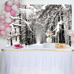 Lofaris Toile de fond de photographie paysage d'hiver forêt enneigée, décor naturel pour studio photo et portrait hivernal
