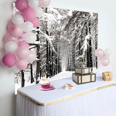 Lofaris Toile de fond de photographie paysage d'hiver forêt enneigée, décor naturel pour studio photo et portrait hivernal
