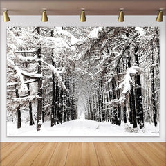 Lofaris Toile de fond de photographie paysage d'hiver forêt enneigée, décor naturel pour studio photo et portrait hivernal