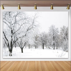 Lofaris Toile de fond de photographie hivernale enneigée avec arbres givrés, magnifique arrière-plan naturel pour studio photo