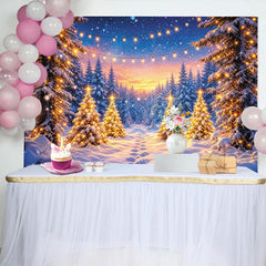 Lofaris Toile de fond de Noël forêt enneigée avec lumières scintillantes, arrière-plan magique d'hiver pour studio photo