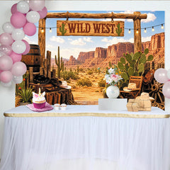 Lofaris Toile de fond de photographie Far West, désert et cactus, décor rustique pour studio photo ou fête à thème western