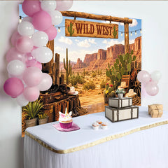 Lofaris Toile de fond de photographie Far West, désert et cactus, décor rustique pour studio photo ou fête à thème western