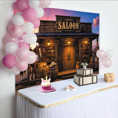 Lofaris Toile de fond de photographie western saloon avec cheval et bois rustique, superbe arrière-plan vintage pour studio photo