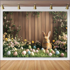 Lofaris Toile de fond de Pâques avec lapin mignon et œufs colorés, magnifique arrière-plan printanier pour studio photo et fête
