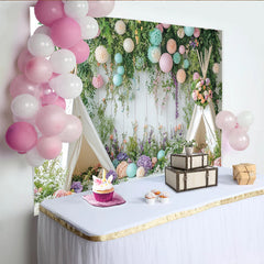 Lofaris Toile de fond de photographie jardin printanier avec tipis et fleurs pastel, décor rustique pour studio photo et portraits