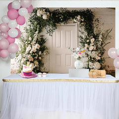 Lofaris Toile de fond de photographie florale avec roses blanches et verdure, élégant arrière-plan de porte pour studio photo ou événement